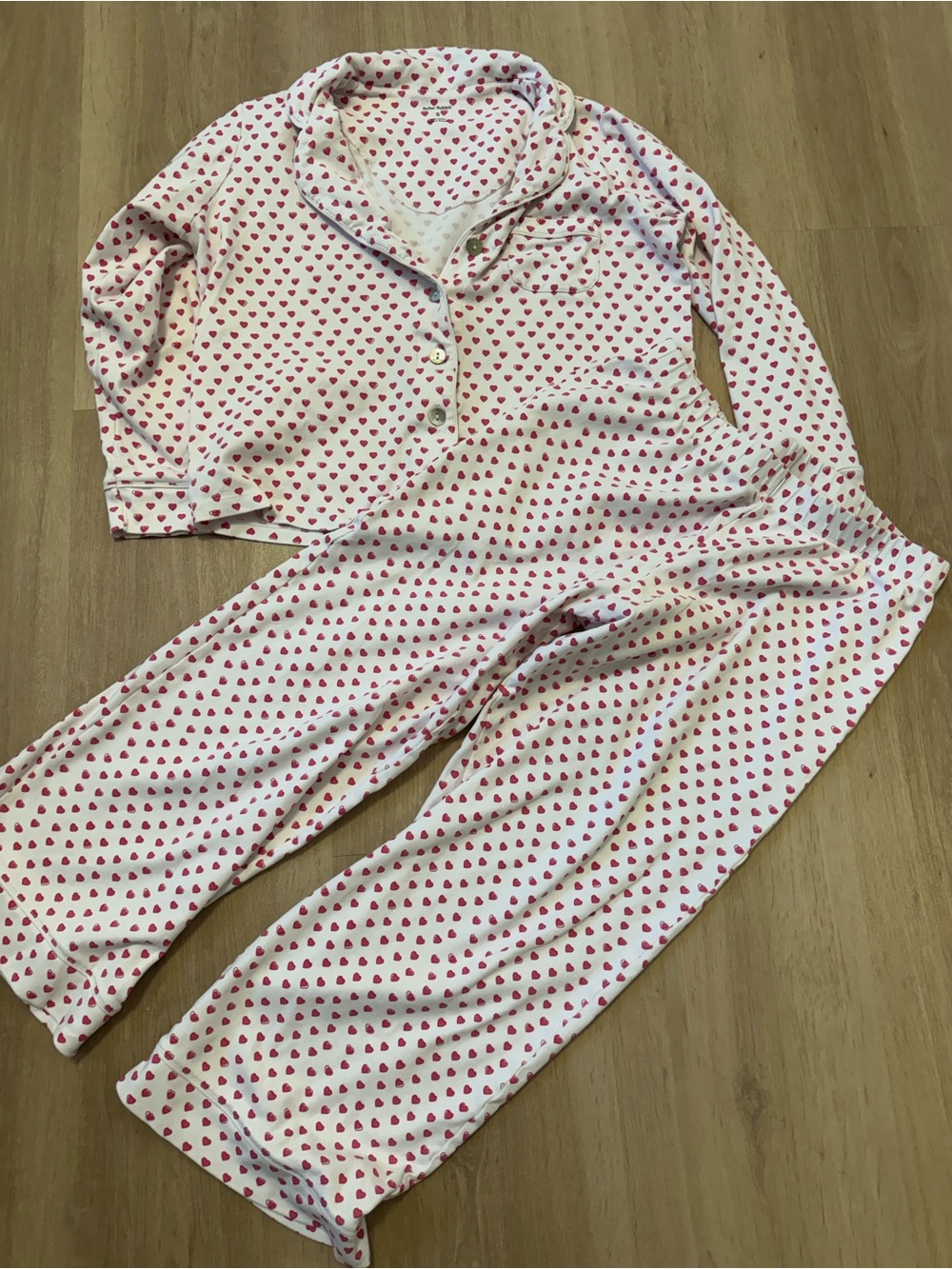 Roller Rabbit Pink and White Heart-Print Pajama Set